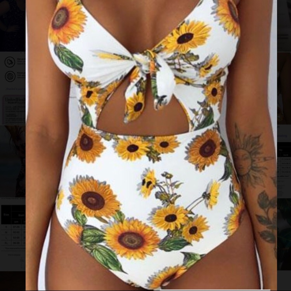 Gorgeous sunflower, strappy back swim suit! NWT!